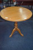 Pine Circular Topped Single Pedestal Side Table