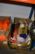 Box of Workwear Vests and White & Orange Overalls