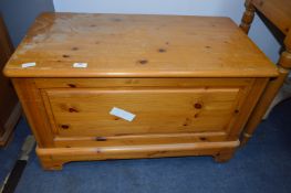 Pine Blanket Box and Contents of Cushions and Soft Toys