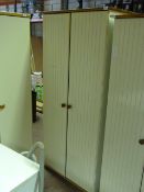 Cream Double Door Wardrobe with Pine Features