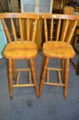 Pair of Tall Pine Stools