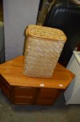 Teak TV Unit and Wicker Linen Basket