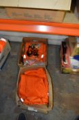 Two Boxes of Orange Work Tops and Eleven Orange Work Trousers