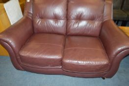 Brown Leatherette Two Seat Sofa