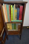 Small Oak Bookshelf with an Assortment of Vintage Books and Children's Annuals