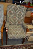 Floral Upholstered Wood Framed Highback Armchair