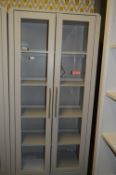 *Light Grey Two Door Glazed Display Cabinet