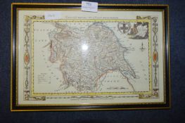 Small Framed Printed Map of Yorkshire