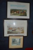 Pair of Hunting Prints and a Print of Eastgate Chester