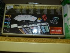 Aluminum Case Containing Cards and Poker Chips