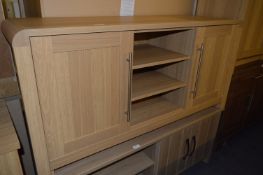 *Light Oak TV Entertainment Unit with Two Doors and Three Shelves