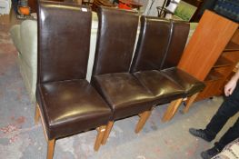 *Set of Brown Faux Leather Dining Chairs