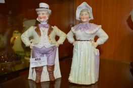 Pair of Bisque Nodding Head Figures