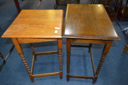 Two Oak Occasional Table on Barley Twist Legs