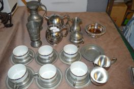 Pewter Coffee Set, Old Hall Stainless Steel Teapots, etc.