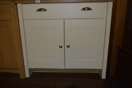 *White and Light Oak Topped Sideboard with Two Doors and a Single Drawers