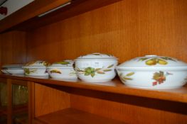 Royal Worcester Evesham Lidded Serving Pots and Side Plates