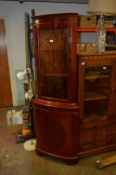 Burr Walnut Glazed Corner Cupboard
