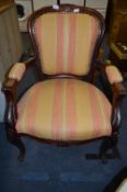 Mahogany Framed Cushioned Back Armchair