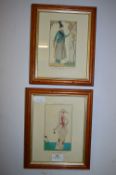 Pair of Hand Coloured Prints 