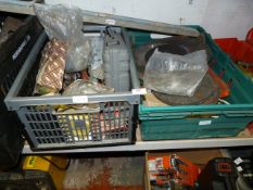 Two Boxes of Handtools, Grinding Disks, etc.