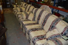 Ivory and Floral Patterned Three Piece Suite; Two Seat Sofa and Two Armchairs