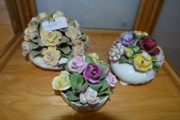 Three Pottery Flower Posies