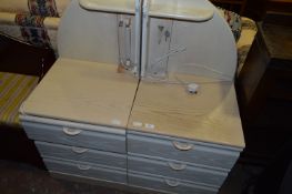 Pair of Limed Oak Effect Three Drawer Side Cabinets