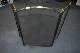 Black Mesh Three Fold Fire Screen