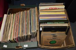 Two Boxes Containing a Large Selection of Records Mostly LPs and Some 78s
