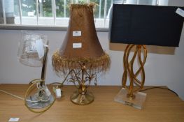 Three Assorted Table Lamps with Shades