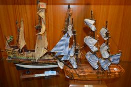 Two Wooden Model Ships 