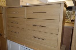 *Light Oak Three Height Six Drawer Chest