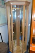 Beech Effect Mirrored Back Corner Display Cabinet