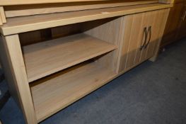 *Light Oak Entertainment Unit with Two Doors and Two Shelves