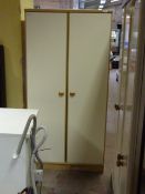 Cream Double Door Wardrobe with Light Oak Features