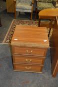 Teak Effect Three Drawer Side Cabinet