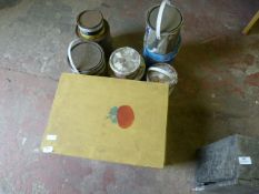 Assorted Cans of Paint and Vintage Box