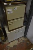 Two Drawer Foolscap Filing Cabinet and a Metal Cabinet on Wheels