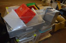 *Pallet Containing a Large Quantity of Plastic Storage Boxes