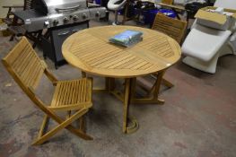 *Circular Teak Drop Leaf Table with Two Chairs (One Chair Damaged)