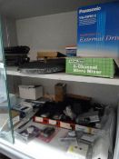 *Contents of Cupboard; Micromixer, Wall Clock, Audio Cables, Adapters, etc.