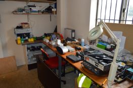 Contents of the Engineers Workshop; Large Quantity of Assorted Spare Parts for TVs and Audio