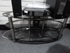 *Three Tier Glass and Chrome TV Stand