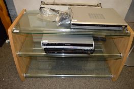 *Plate Glass Three Tier TV Stand with Oak Ends