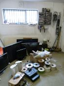 *Contents of the Engineers Workshop; Five Flat Screen TVs, Assorted Audio Jack Plugs, Cables, Ten