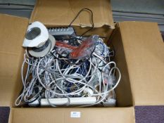 *Box Containing Various Audio Cables, Power Supplies, Signal Boosters, etc.