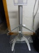 *Freestanding TV Stand with Shelves (Silver)