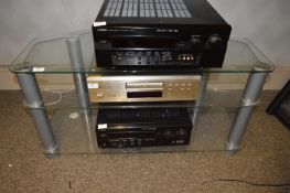 *Plate Glass and Silver Three Tier TV Stand