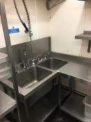 Stainless Steel Corner Sink Unit with Double Bowl and Pan Wash